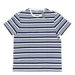 NWT J. Crew Men's Navy Pulse & White Stripe Cotton Crewneck T-Shirt